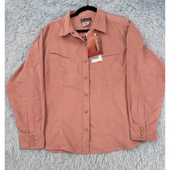 Columbia Women’s 1X Plus Shirt Rosa Siskiyou Pass Long Sleeve Snap Button Outdoo - Picture 3 of 15